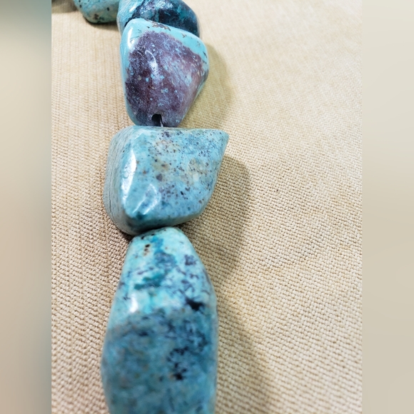 Chunky Turquoise and Sterling Silver Necklace - Picture 2 of 11